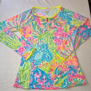 Lilly Pulitzer Luxletic Rashguard UPF 50+ Size Small Colorful Swim Shirt